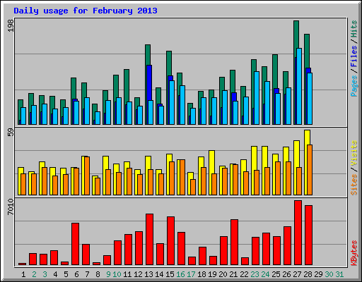 Daily usage for February 2013